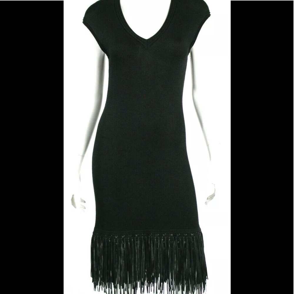 🔥Ralph Lauren Black Label leather fringe dress M
